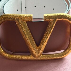 Brown Leather Bag with Gold Accent